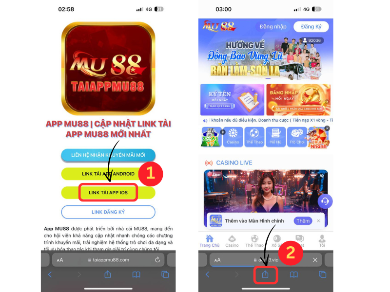 hướng dẫn tải app mu88 ios bước 1 và 2
